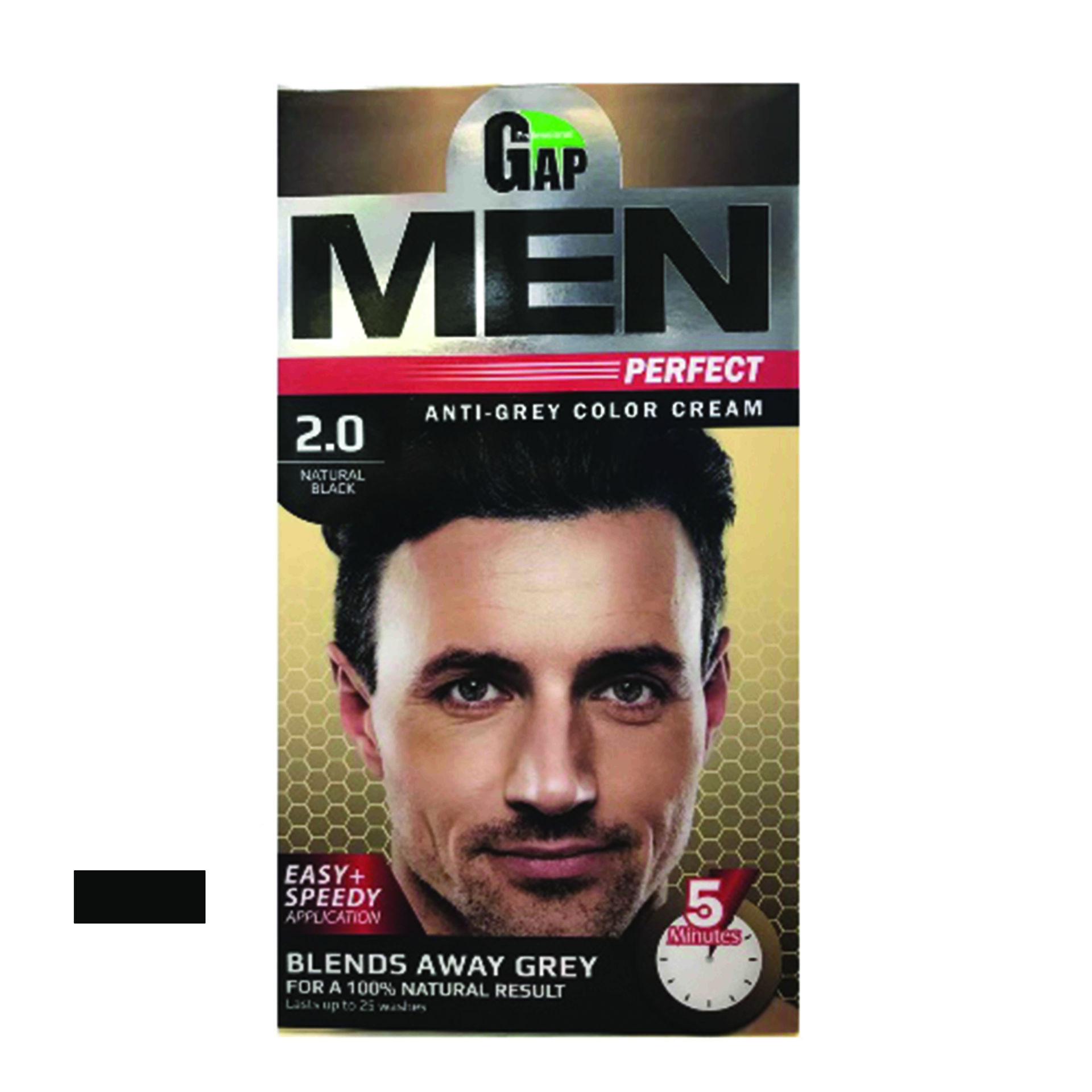 کیت رنگ مو گپ سری Men Perfect مدل natural black شماره 2.0