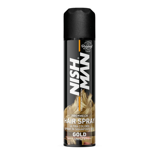 اسپری رنگ مو نیشمن بلوند گلد nishman color hair spray  gold حجم 150 میل